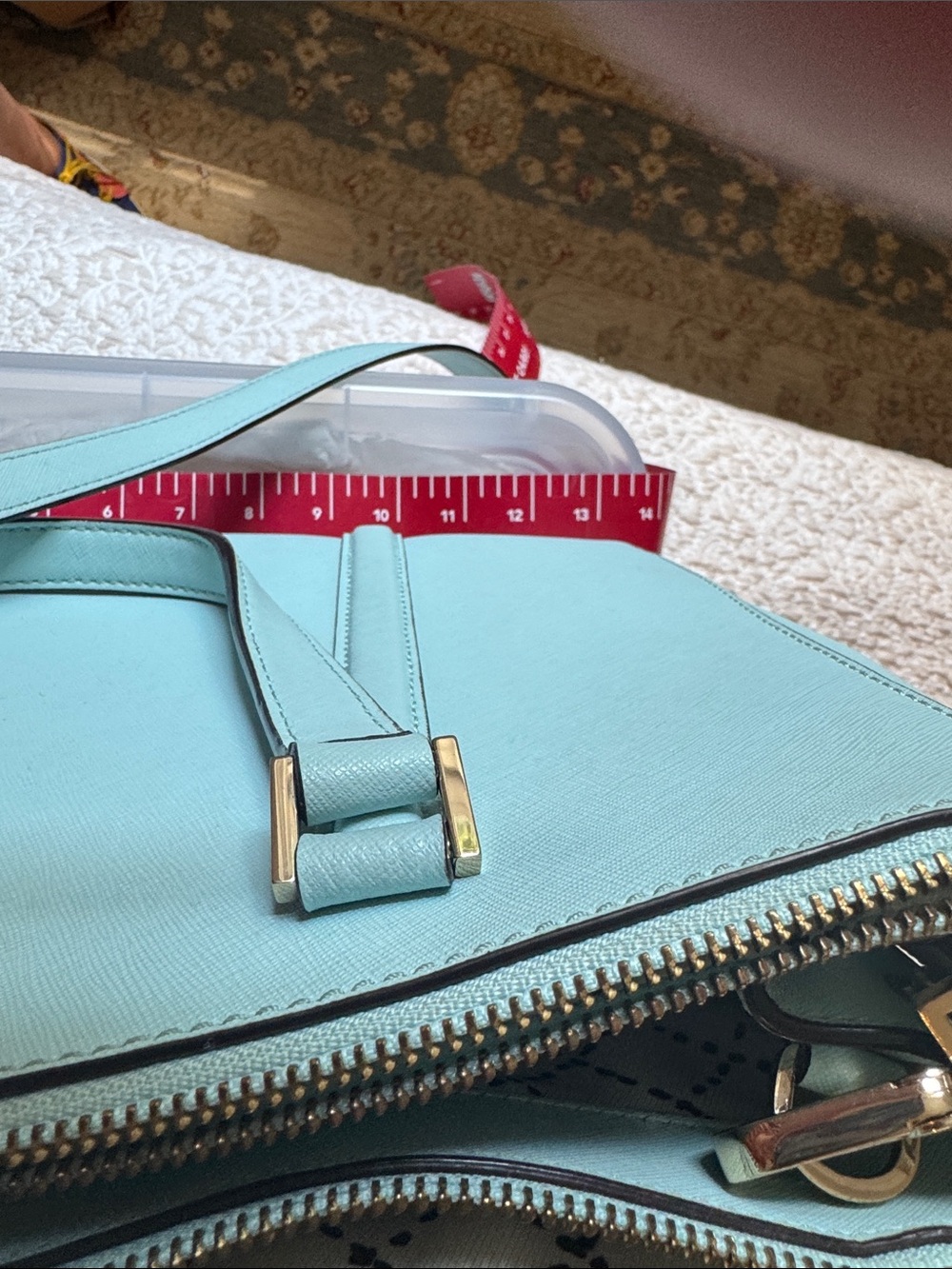 Like New! Kate Spade Crystal Blue saffiano leather satchel with detachable strap - Picture 11 of 13